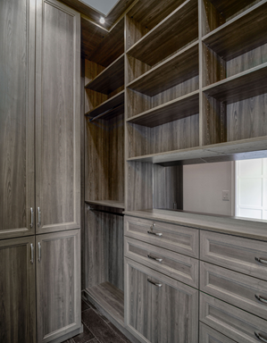 Customize your closet space with solutions like this from Cutting Edge Closets. Custom closet space and organization