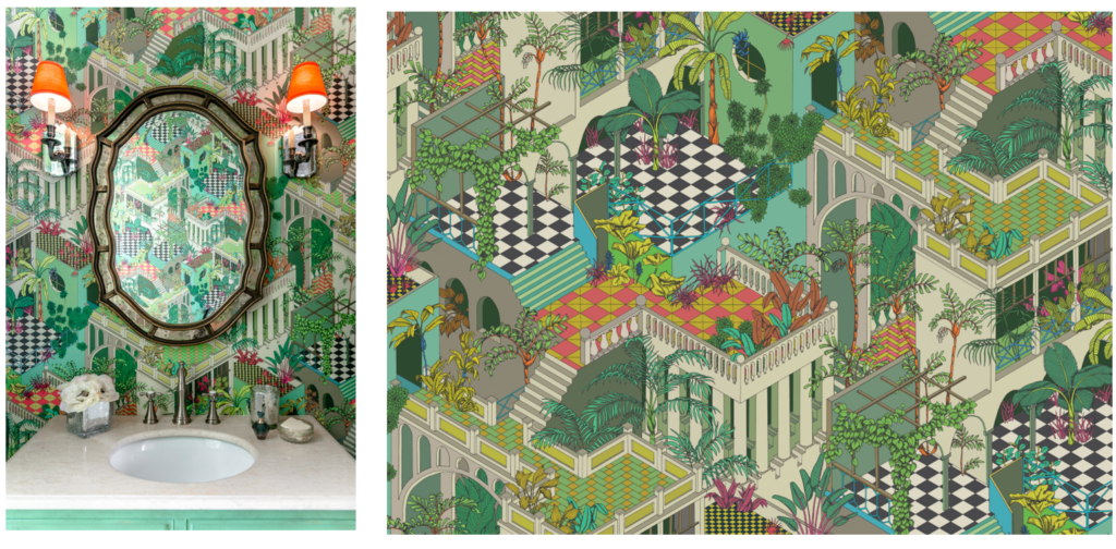 The Contemporary Collection wallpaper by Cole & Son is perfect in a powder bathroom