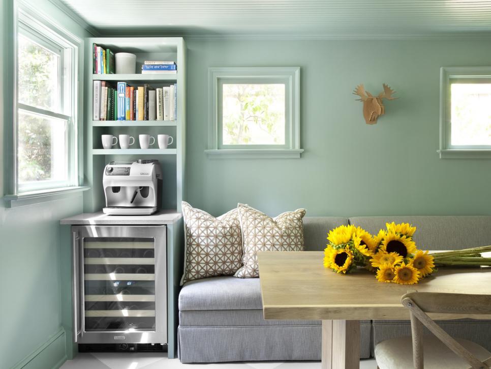 mint green paint in breakfast nook