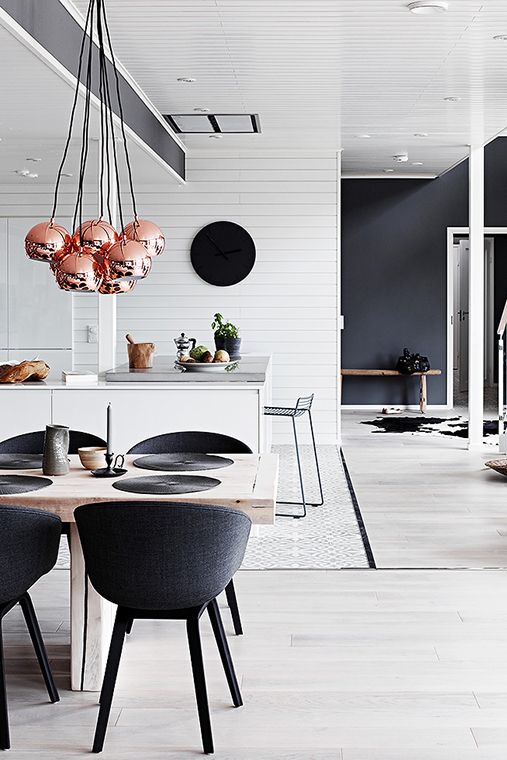 black painted wood paneling