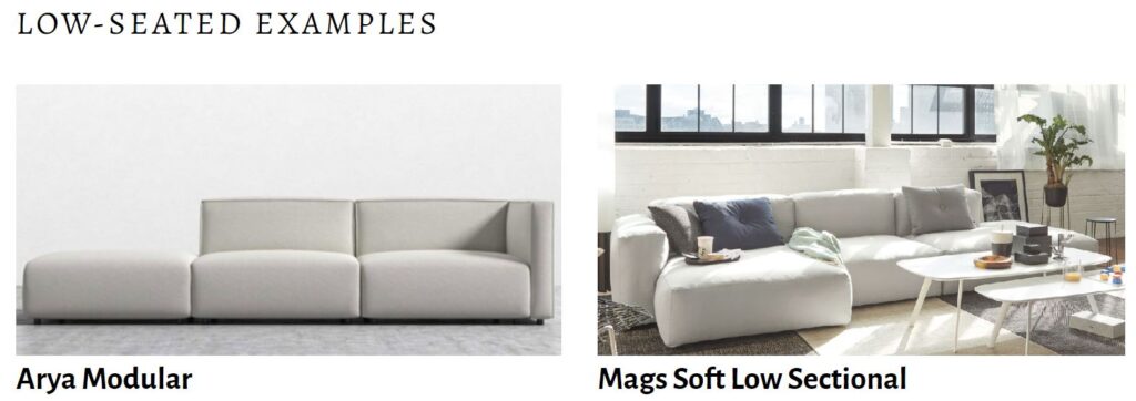 low-seated sofas